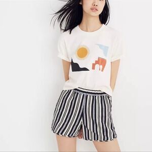 $2/30 Madewell Evelyn Pull On Stripe Linen Blend Casual Shorts XXS